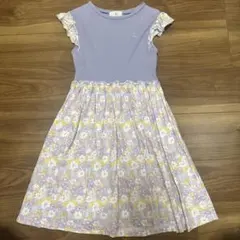 組曲キッズ　ラベンダー花柄半袖ワンピース