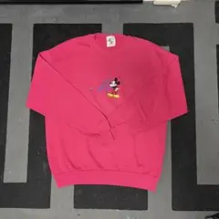 ミッキーマウス刺繍 ピンク トレーナー