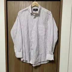 Aquascutum 白紫ストライプ ワイシャツ L