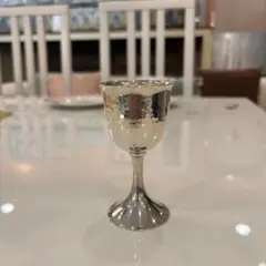 人間国宝 奥山峰石 純銀 ぐい呑 紅白梅 台付 銀製 グラス silver 杯