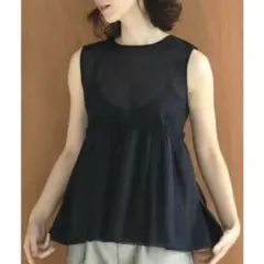anuke / アンヌーク Sheer Peplum Tops blackのサムネイル