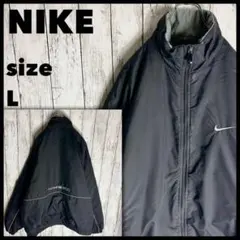00s ナイキ 中綿ブルゾン ジャケット L 両面プリント ブラック 古着