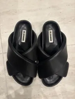 JIL SANDER ブラックサンダル 36サイズ パデッド クロスストラップ