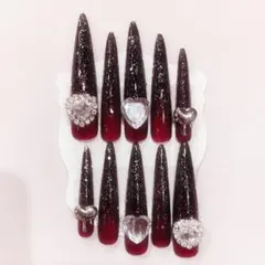 ♡現品♡ 地雷 量産型 平成女児 ネイルチップ 赤 黒