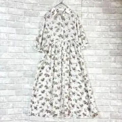 イング INGNI ロングカーディガン M シアー ホワイト 花柄 レイヤード