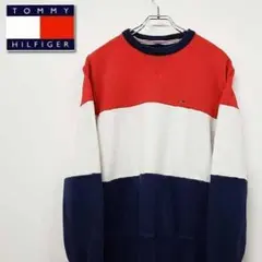 90s トミー ヒルフィガー スウェット 刺繍 トレーナー トリコカラー 古着