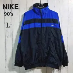 大人気好配色90's NIKE ナイロンジャケット刺繍ロゴスウッシュブラック