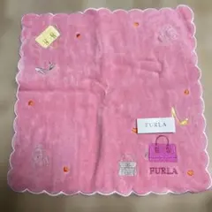 【新品未使用品】FURLA バッグ刺繍 タオルハンカチ ピンク