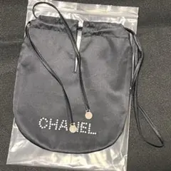 CHANELシャネル 巾着 ポーチ ナイロン×レザー 黒 ブラックのサムネイル
