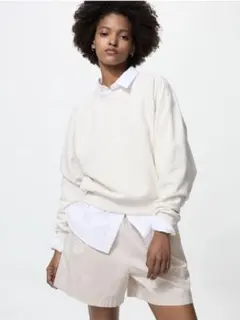 新品未使用【ユニクロ】スウェットクロップドシャツ白