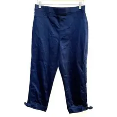 ✨未使用品✨カジュアルパンツ　クロップド丈　ウエストゴム　無地　ネイビー　L