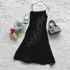 ビーシービージー ドレスワンピース ひざ丈 ベロア シルク混 2 結婚式 黒