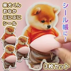 ≪年末限定価格≫おなか ぷにぷに シール 柴犬 3D 立体 ステッカー 3枚