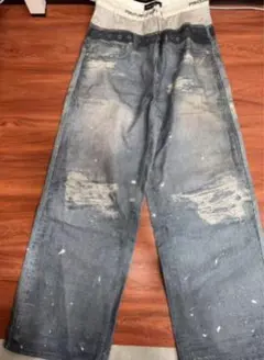 PROJECT G/R TROMPE-L'ŒIL DENIM PANTS
