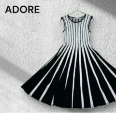 ADORE ノースリーブ ニットワンピース ストライプ柄