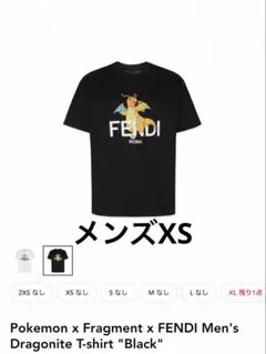 黒メンズXL タグ付き新品未使用 FENDI×ポケモン×フラグメント Tシャツ 