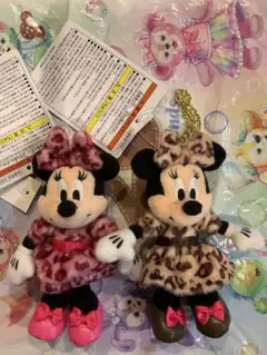ミニーヒョウ柄　ぬいぐるみチャーム　2個セット