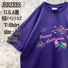 IT175 USA製古着ジャージーズ米国イベントプリントロゴ半袖Tシャツ90s
