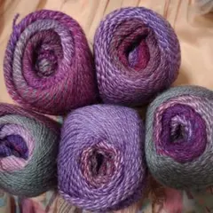 り*ん様 ウール毛糸パープル系5点