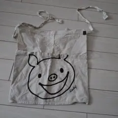 豚のイラスト エプロン ベージュ