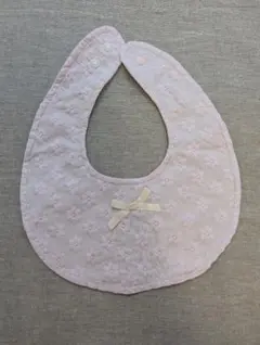 ピンク花柄刺繍スタイ