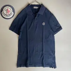 MONCLER モンクレール 半袖 ポロシャツ ネイビー XL 刺繍ワッペン