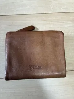 genten 本革　二つ折り財布　ブラウン‼️