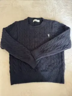 ポロロゴ風刺繍入りレッドケーブルニット SHEIN Sサイズ