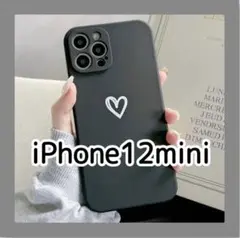 iPhone12mini iPhoneケース ブラック ハート 黒 シンプル