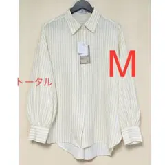 しまむら　choco 袖パフストライプシャツ　M