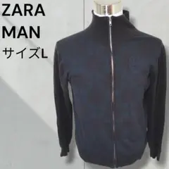 ZARA MAN　ザラ マン　チェック柄　フルジップニットジャケット　サイズLのサムネイル