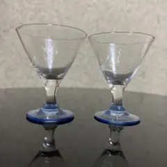 お猪口　盃　ガラス　2個セット　昭和レトロ