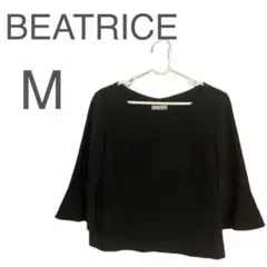 B393◯ 美品BEATRICE フェミニン カットソー 七分袖 ブラック 38のサムネイル
