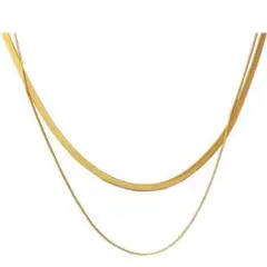 ネックレス 二連 スネーク チェーン ゴールド サージカルステンレス 新品