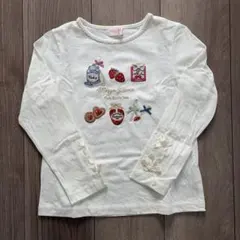 メゾピアノ ジャム瓶アップリケ長袖Tシャツ 120