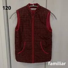 【美品】　familiar ベスト　ファミリア チェック　赤　レッド　120
