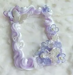 パープルフラワー　ホイップデコ硬質ケース縦入れB8　蝶花　白紫