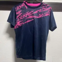 MIZUNO スポーツ ネイビー ピンク グラフィック Tシャツ M