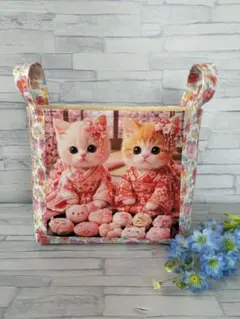 布バスケット 美女と猫 両面レアパネル生地 ハンドメイド - メルカリ