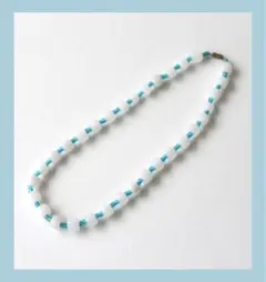 ストーンビーズネックレス  アンティーク ブルー ホワイト