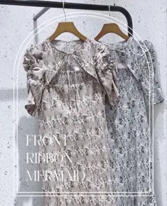 【An MIILLE】フロントリボンマーメイドワンピースop ブルー