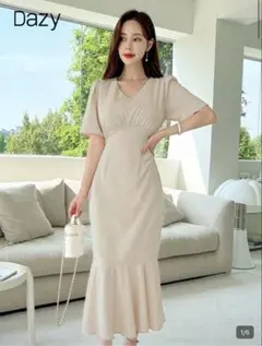 Dazy アイボリー パフスリーブ ワンピース 半袖 春服 夏服