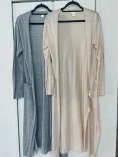 H&M ロングカーディガン グレー ピンク長袖