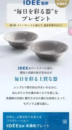 【新品未使用】アテニア IDÉE監修 美濃焼 サイドプレート 2枚セットのサムネイル