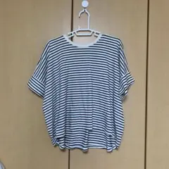 オーバーサイズ 半袖 Tシャツ 白黒ストライプ