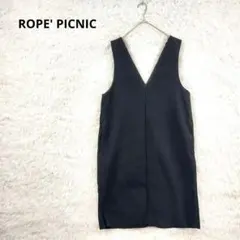 ロペピクニック　ジャージメルトンミニ丈ジャンパースカート　Vネック　ブラック