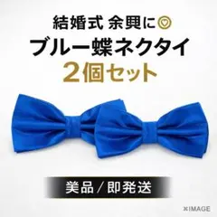 結婚式余興に◎ ブルー 蝶ネクタイ 2個セット