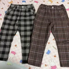 長ズボン　ボトムス　イオン　のびるっち　裏起毛　ブラウンチェック　110サイズ