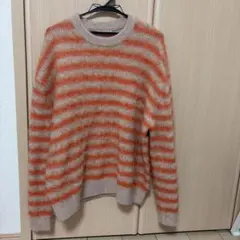 ZARA ボーダーニットセーター オレンジ ベージュ Mサイズのサムネイル