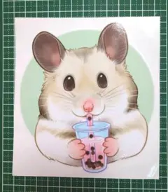 番号313 ハムスター　タピオカ　動物　飲食　ステッカー　装飾　アクセサリーのサムネイル